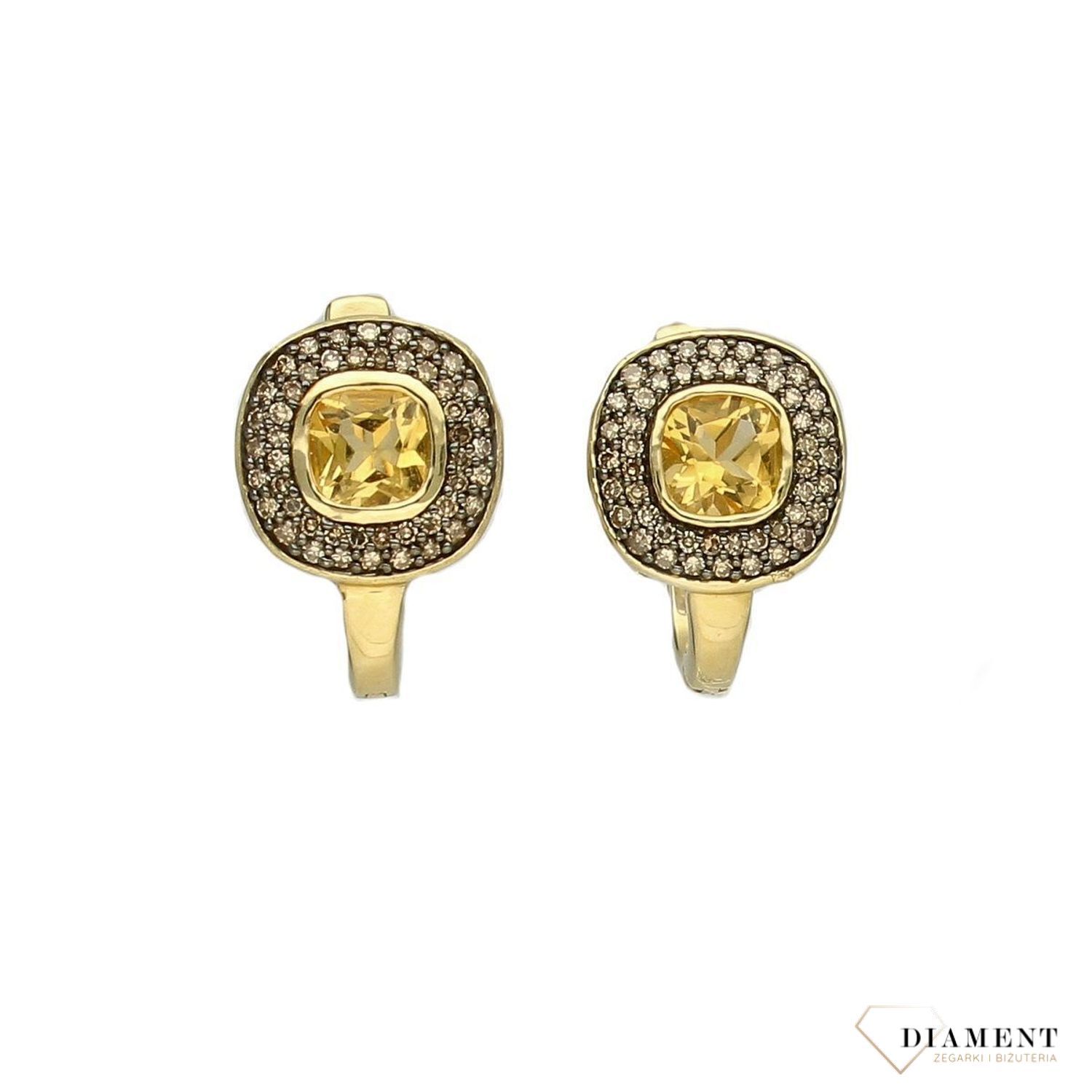 Złote kolczyki DIAMENT cytryn, diamenty E 1348CTCH.jpg